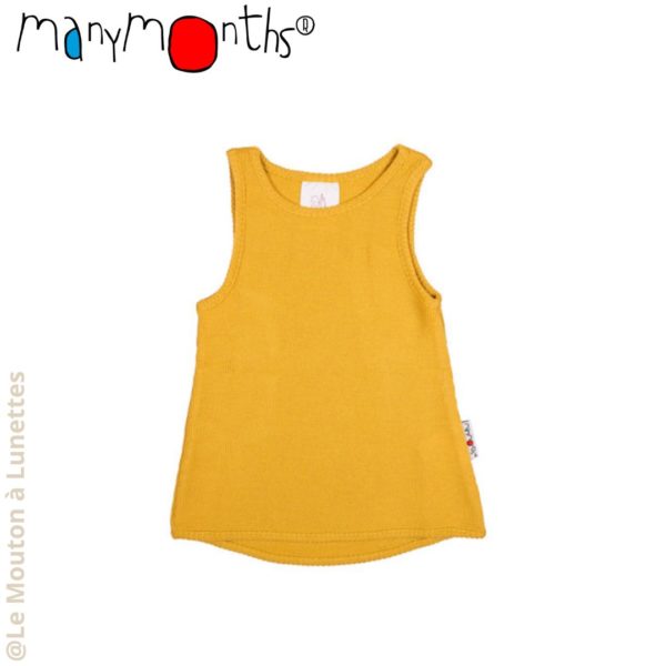 débardeur enfant en laine mérinos jaune