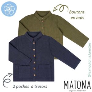 chemise en lin enfant matona boutons bois