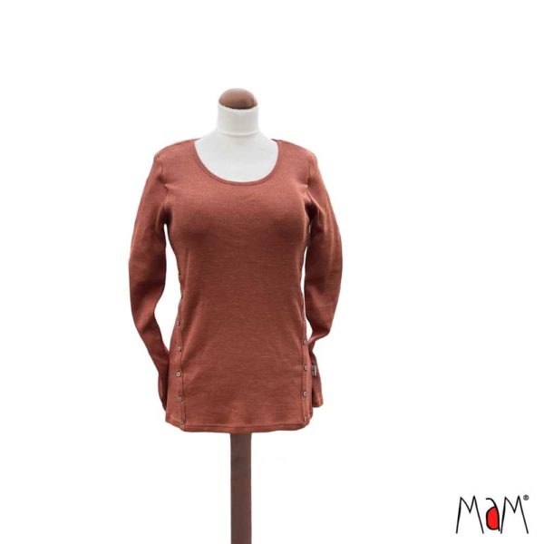 Sweat laine mérinos MaM pull allaitement grossesse potter's clay