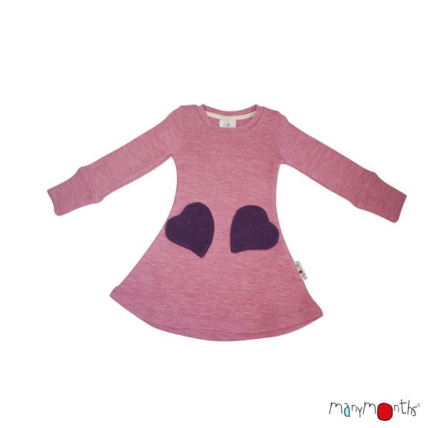 ManyMonth robe poche coeurs laine merinos rose heart pockets dress westwindrose