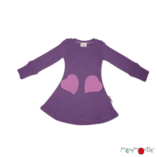 ManyMonth robe poches coeurs laine merinos vert heart pockets dress dustygrape