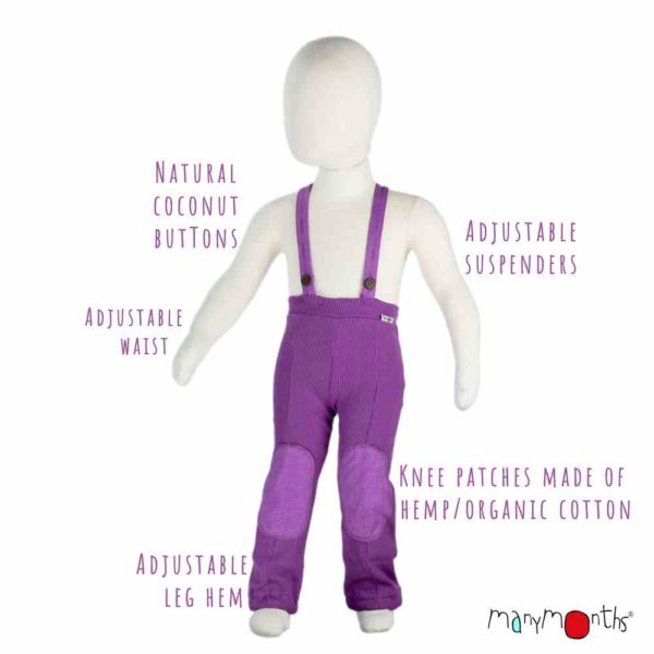Manymonths pantalon Hazel laine mérinos details pantalon bretelles