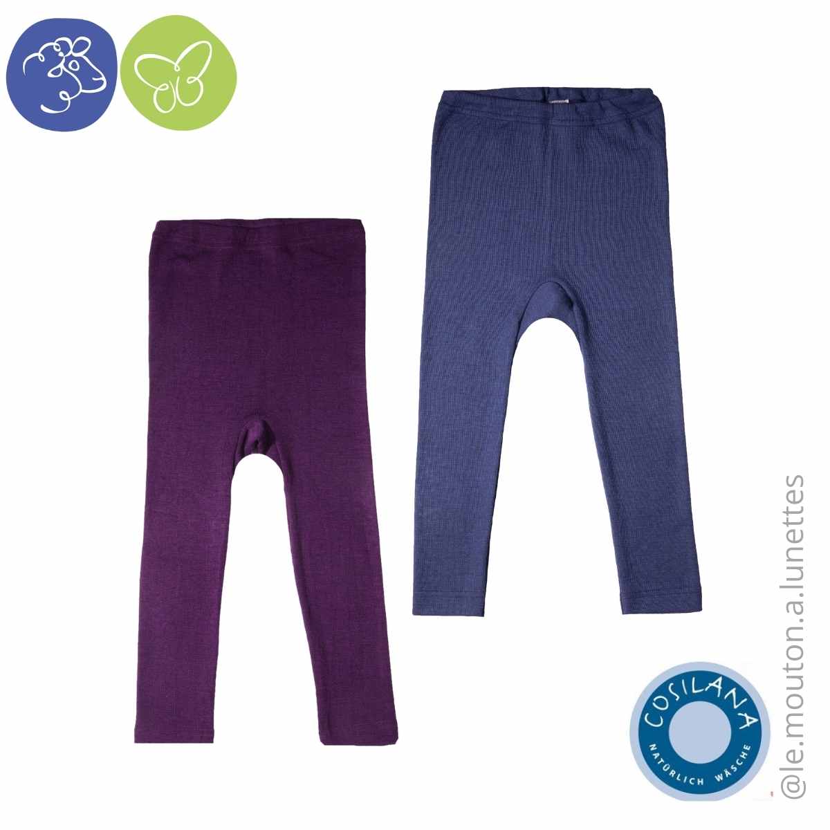 Leggings enfant cosilana collants laine mérinos soie