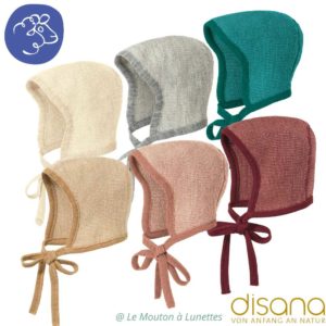 bonnet béguin bébé en tricot disana laine mérinos
