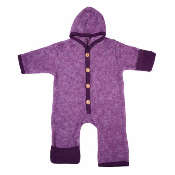 combinaison pilote bébé en laine polaire cosilana violet lilas