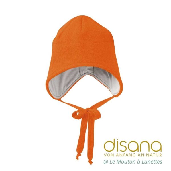 bonnet bébé en laine bouillie disana orange