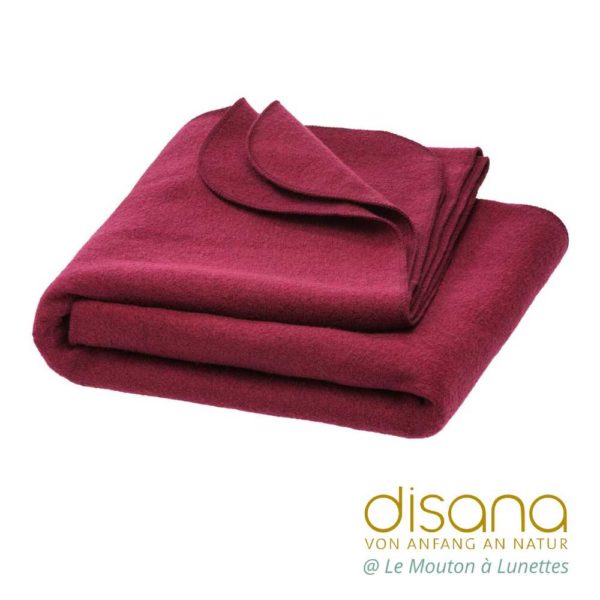 Couverture Disana en laine bouillie bio Grande couverture Disana living cassis