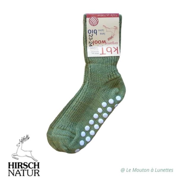 Chaussettes antidérapantes chaussons en laine bio enfant adulte HIRSCH