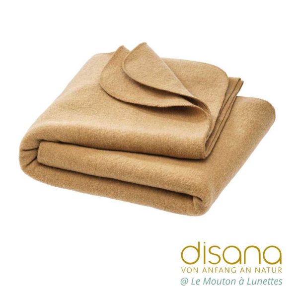 Couverture Disana en laine bouillie bio Grande couverture Disana living caramel