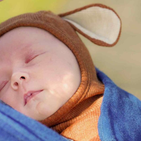 cagoule enfant manymonths laine mérinos oreilles de chiot puppy