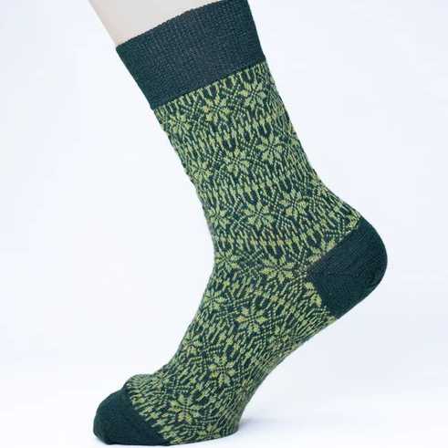 Chaussettes fines en pure laine bio - Motif étoilé Hirsch Natur - du 15 au 46 – Image 6