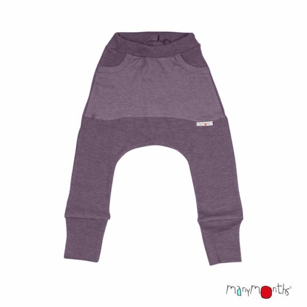 ManyMonths sarouel evolutif laine merinos terrecuite kangourou kangaroo trousers violet dusty grape