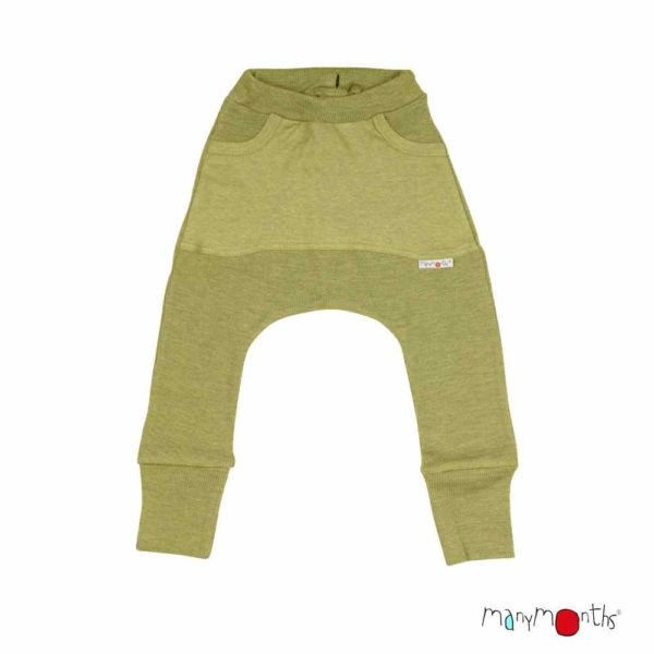 ManyMonths sarouel evolutif laine merinos terrecuite kangourou kangaroo trousers vert pea puree