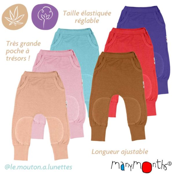 sarouel pantalon kangaroo évolutif chanvre coton bio ManyMonths ECO Hempies mixte