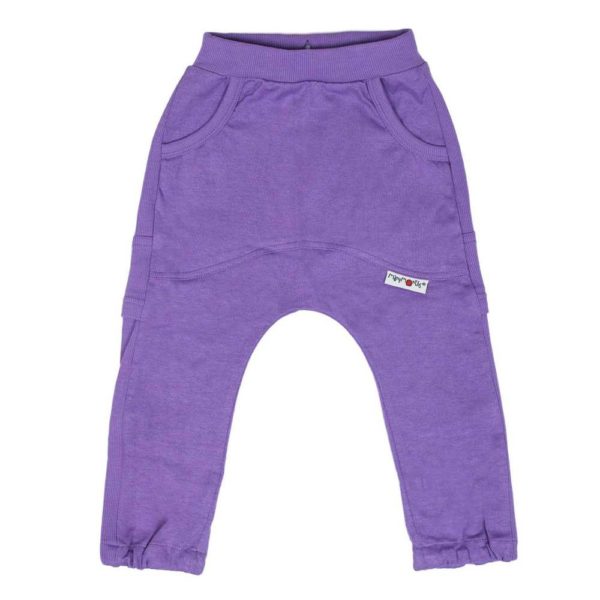 sarouel pantalon kangaroo évolutif chanvre coton bio ManyMonths ECO Hempies mixte violet sheer