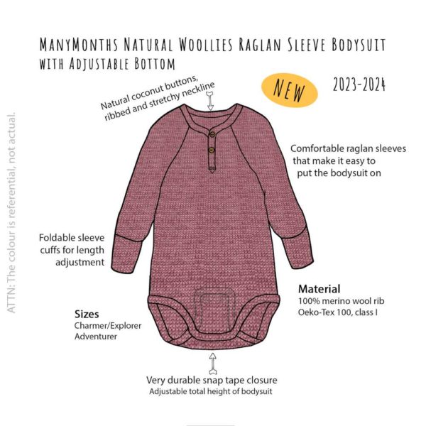 Body raglan manymonths laine mérinos bébé