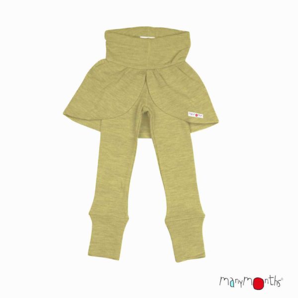 Leggings Butterfly papillon ManyMonths avec jupe enfant laine mérinos pea puree