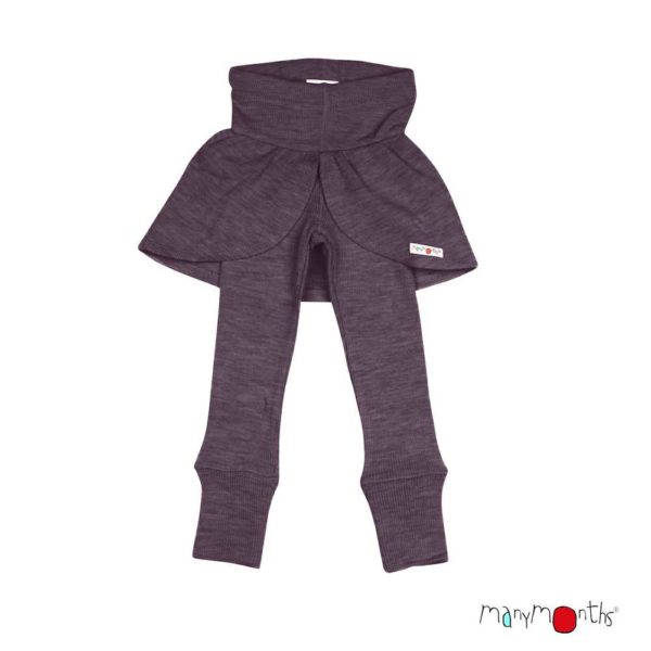 Leggings Butterfly papillon ManyMonths avec jupe enfant laine mérinos dustry grape