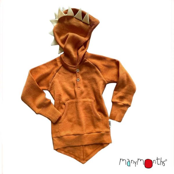 sweat à capuche laine mérinos dino manymonths