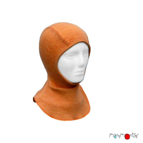 cagoule laine mérinos manymonths évolutive bébé enfant adulte orange tangerine marmalade