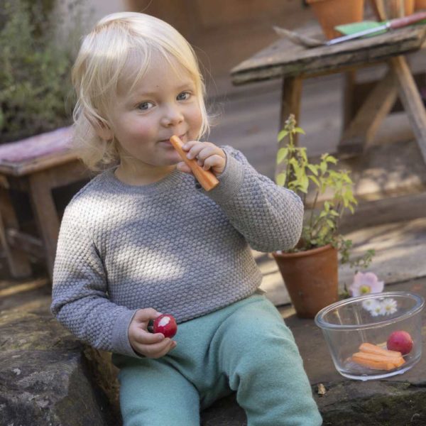 pullover disana léger en laine mérinos nid d'abeille bébé enfant gris clair