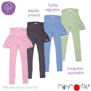 leggings butterfly évolutif coton bio jupe enfant manymonths coton bio