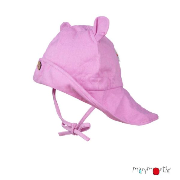 chapeau avec oreilles oursons pour bébé enfant évolutif été chanvre coton bio ManyMonths ECO Hempies mixte rose cyclamen blossom
