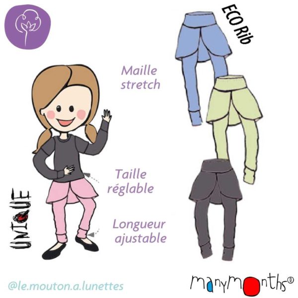 leggings butterfly évolutif coton bio jupe enfant manymonths coton bio