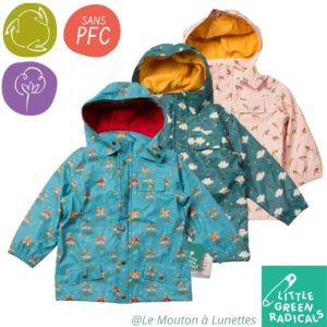 veste de pluie little green radicals veste imperméable recyclée coton bio enfant