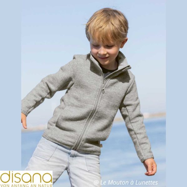 Veste à fermeture éclair DISANA en fine laine mérinos bio – Image 2