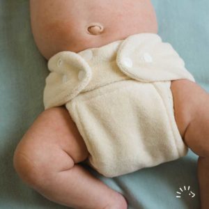 Couche lavable Popolini évolutive naissance minisnap coton bio pressions écru 2 à 8 kg
