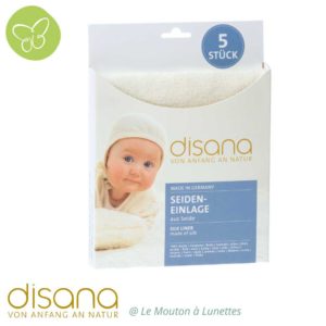 Lot de 5 voiles de protection disana en bourrette de soie lavables