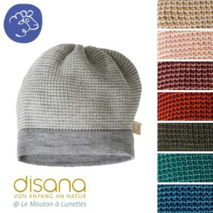 Bonnet disana beanie en laine mérinos tricot bio enfant adulte