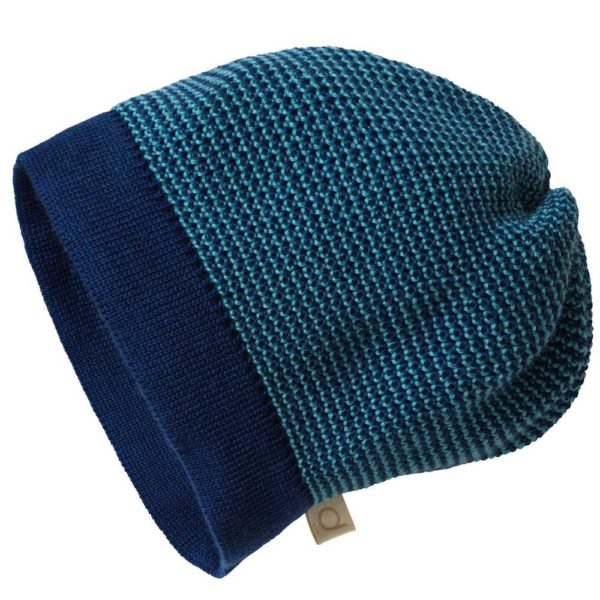Bonnet disana beanie en laine mérinos tricot bio enfant adulte marine