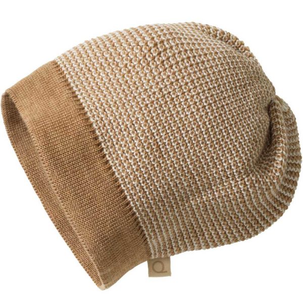 Bonnet disana beanie en laine mérinos tricot bio enfant adulte caramel