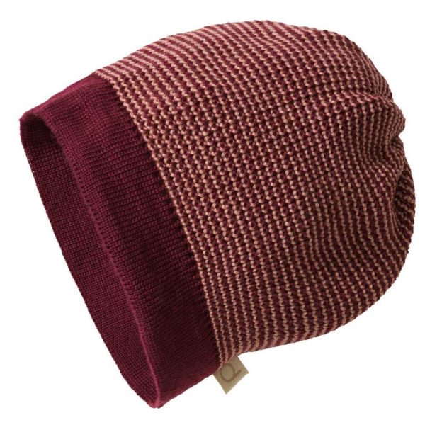 Bonnet disana beanie en laine mérinos tricot bio enfant adulte cassis
