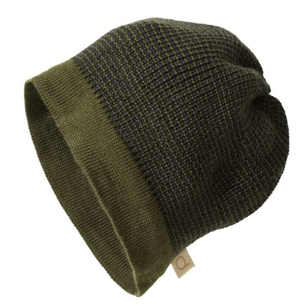 Bonnet disana beanie en laine mérinos tricot bio olive