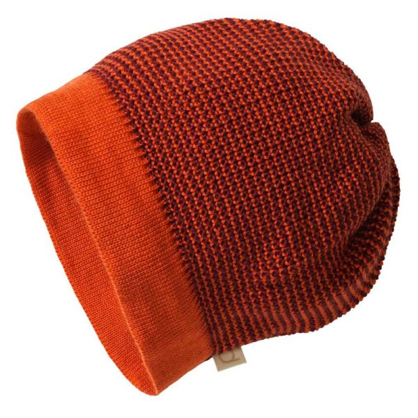 Bonnet disana beanie en laine mérinos tricot bio orange