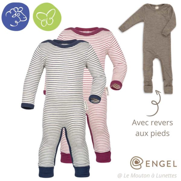 pyjama engel natur laine et soie pour bébé bio sans pieds