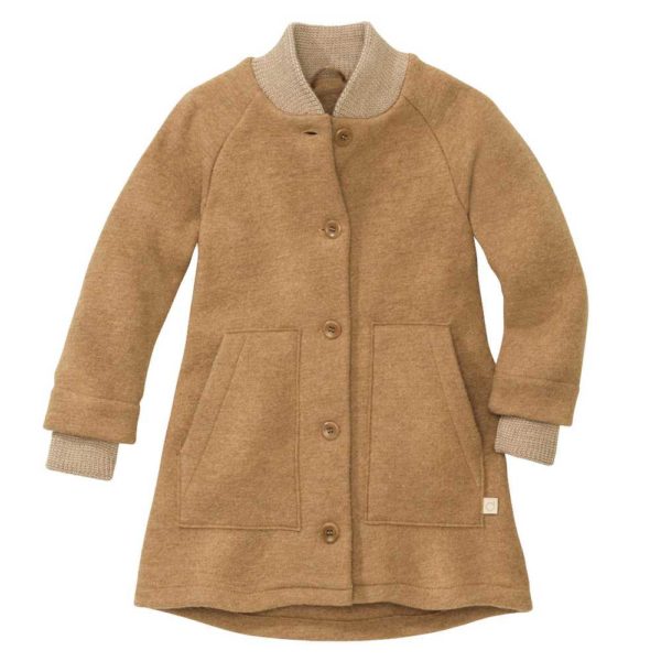 manteau hiver fille disana en laine bouillie bio pour enfant caramel camel