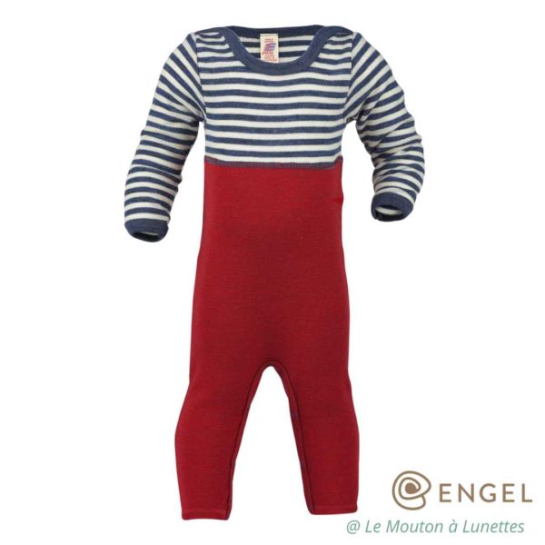 combinaison laine et soie bébé grenouillère pyjama engel natur laine merinos bio pyjama sans pieds rayures marines