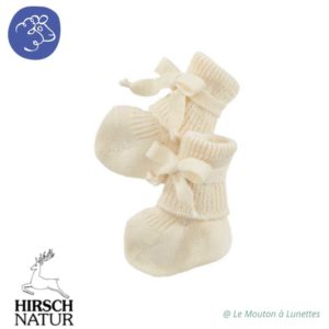 chaussons bébé pure laine hirsch natur chaussettes pour nouveau-né écru naturel