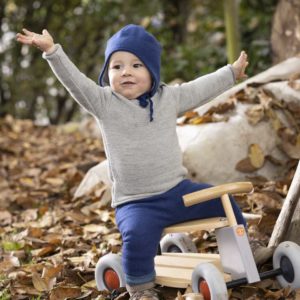 pullover bébé laine mérinos tricot bio disana gris clair sarouel marine