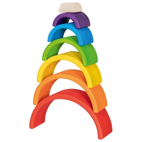 arc en ciel en bois GOKI jeu de construction écologique jouet d'eveil