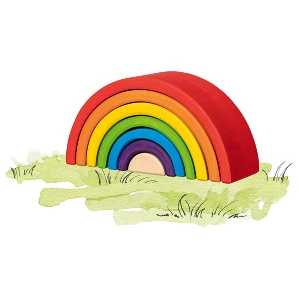 arc en ciel en bois GOKI jeu de construction écologique jouet d'eveil