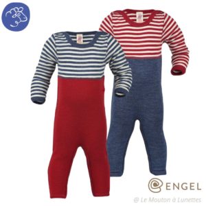 combinaison laine et soie bébé grenouillère pyjama engel natur laine merinos bio pyjama sans pieds rayures marines