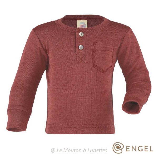 haut manches longues laine et soie engel natur tricot enfant mérinos cuivre