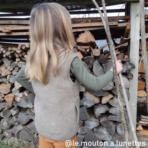 polaire enfant sans manches laine polaire bio engel natur laine mérinos gilet à zip brun noix