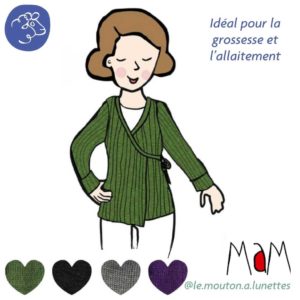 wrap cardigan MaM gilet kimono femme en laine mérinos