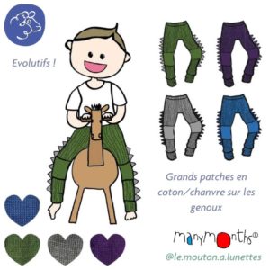 leggings dino manymonths laine mérinos pour enfant